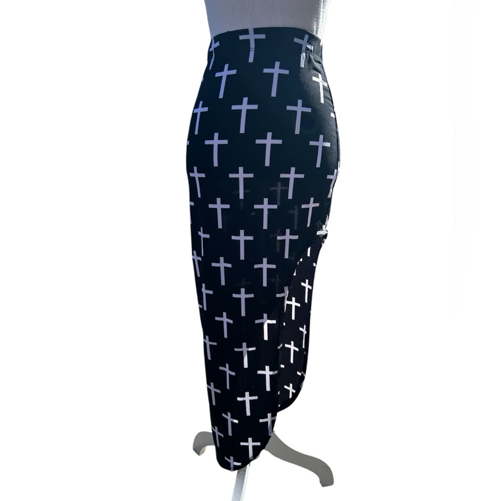 Y2K cross cut out midi bodycon skirt M